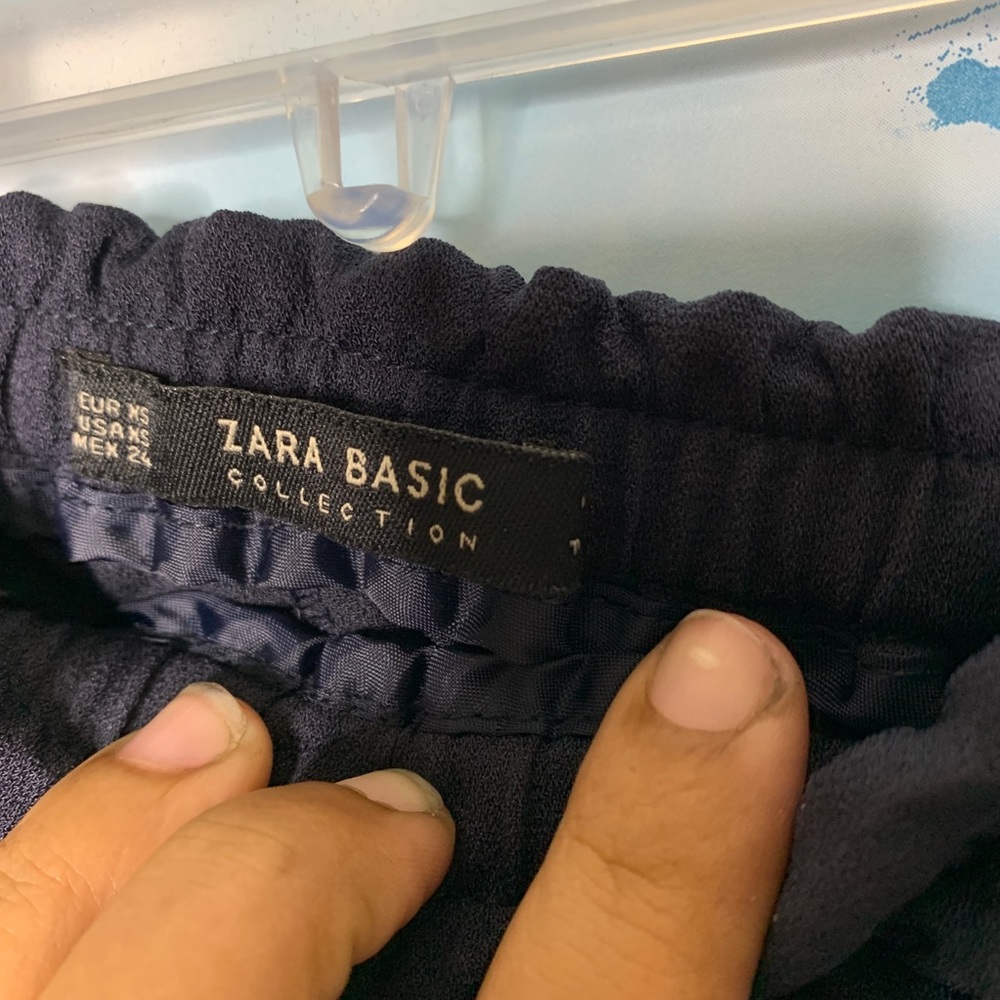 Zara Basic- Navy Blue Drawstring Pants Size Xsmall - image 4